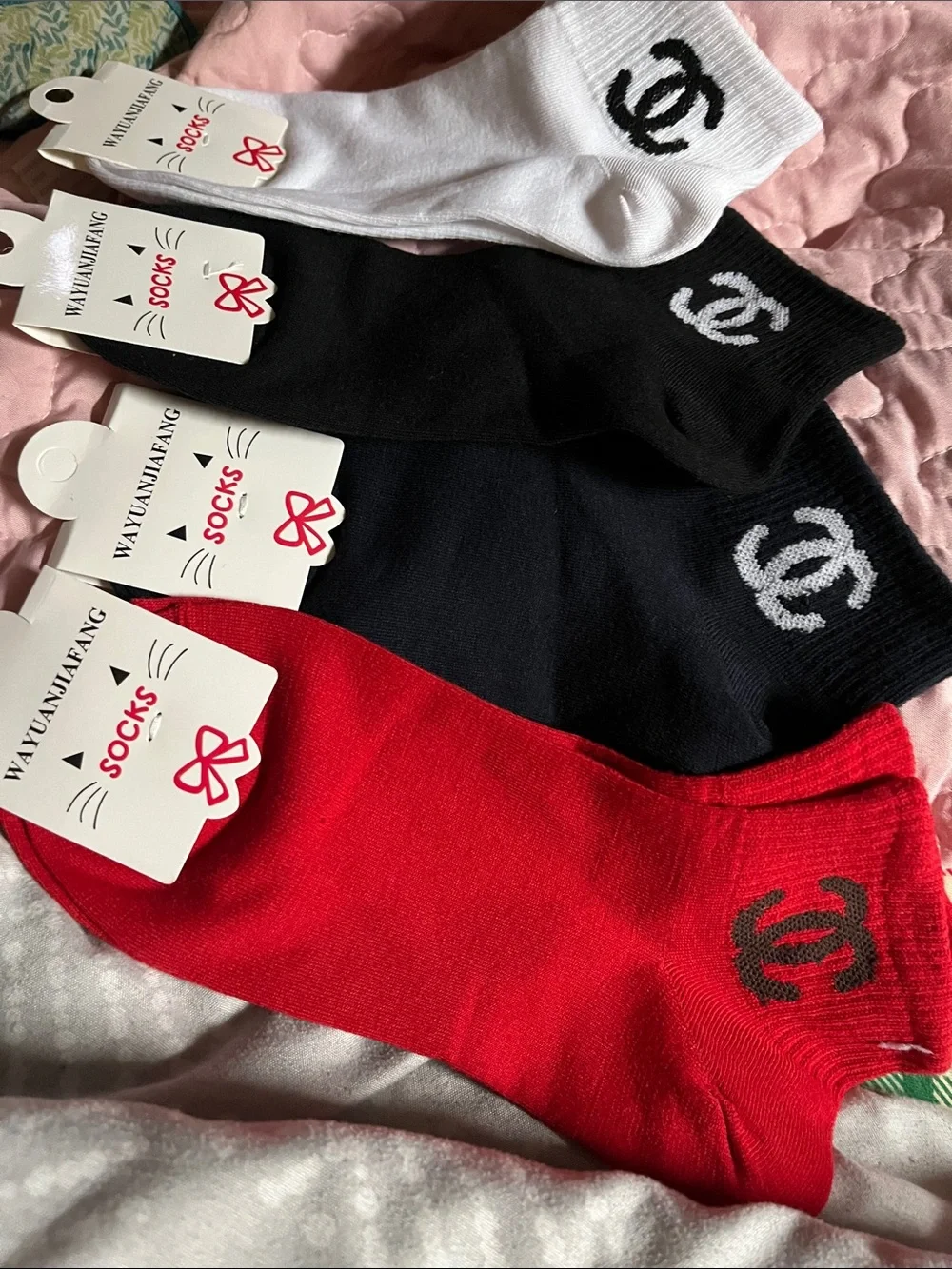 WomansCasual Crew Socks - White, Black, Navy, Red -fashion only
